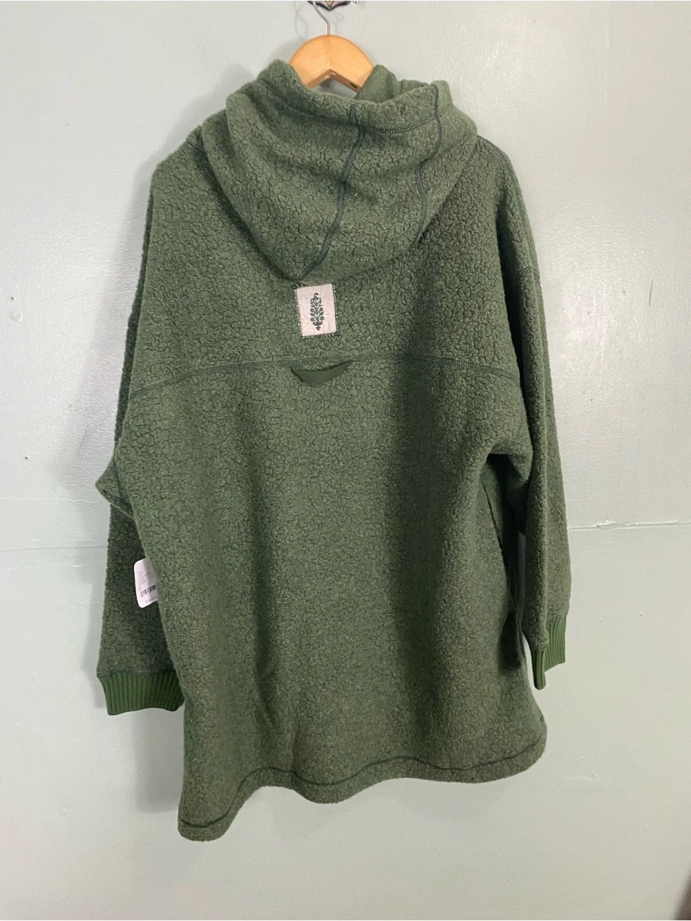 Free‎ People Highlands Wool Hoodie Green Pullover Sweater Small Olive Heather